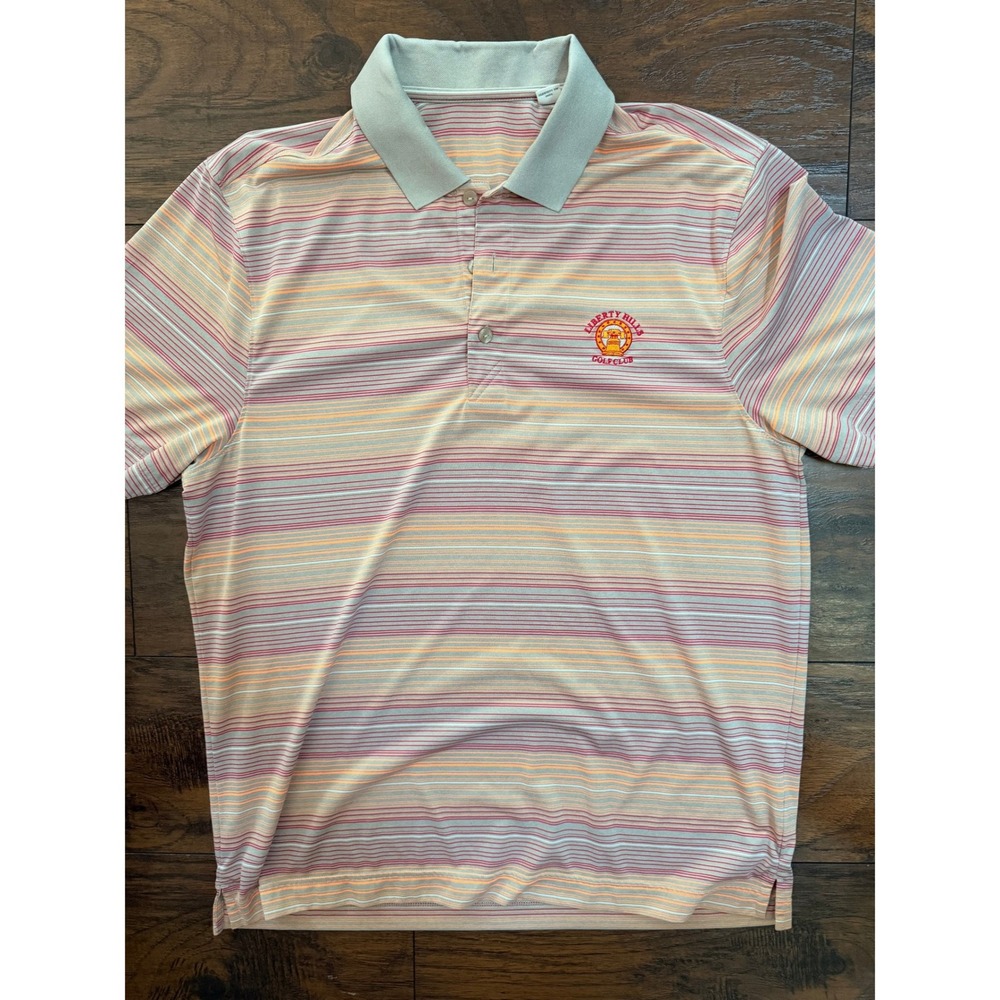 Cutter & Buck Mens Liberty Hills Golf Club Striped DryTec Polo Shirt Large L